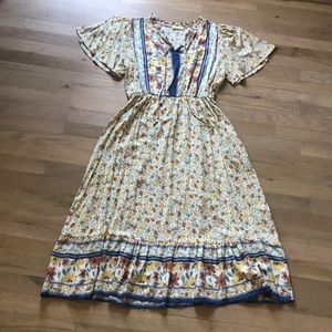 Floral Midi Dress with Blue Accents